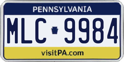 PA license plate MLC9984