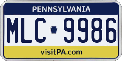 PA license plate MLC9986