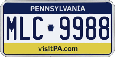 PA license plate MLC9988