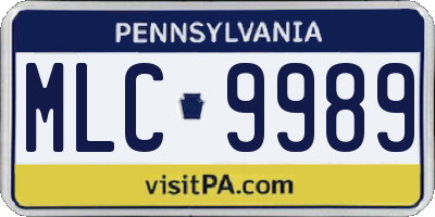 PA license plate MLC9989