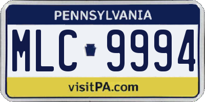 PA license plate MLC9994