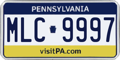 PA license plate MLC9997