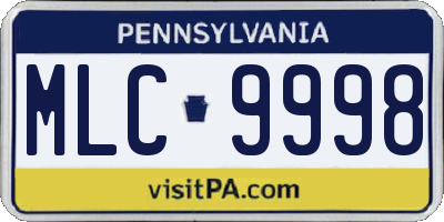 PA license plate MLC9998