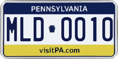 PA license plate MLD0010
