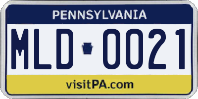 PA license plate MLD0021