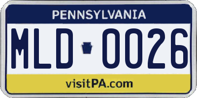 PA license plate MLD0026