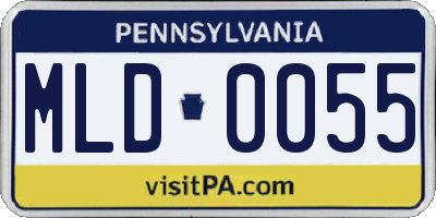PA license plate MLD0055