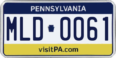 PA license plate MLD0061