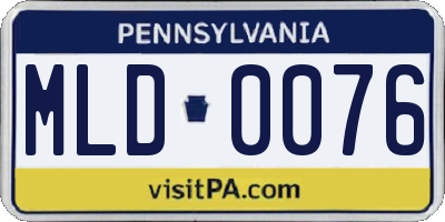PA license plate MLD0076