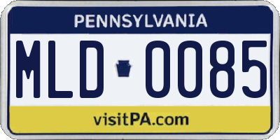 PA license plate MLD0085