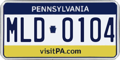 PA license plate MLD0104