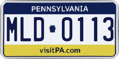 PA license plate MLD0113