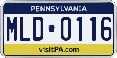 PA license plate MLD0116