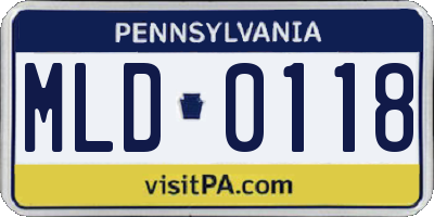 PA license plate MLD0118