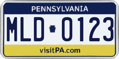 PA license plate MLD0123
