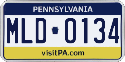 PA license plate MLD0134