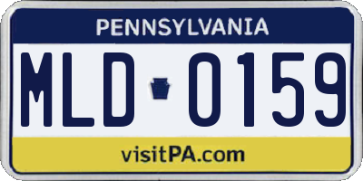 PA license plate MLD0159