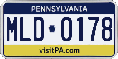 PA license plate MLD0178
