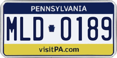 PA license plate MLD0189