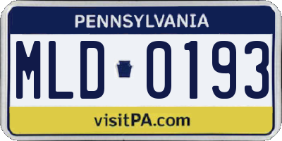 PA license plate MLD0193