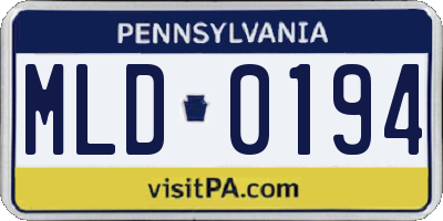 PA license plate MLD0194