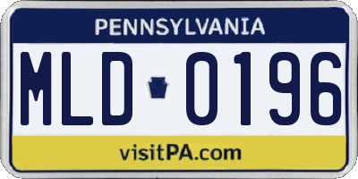 PA license plate MLD0196