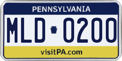 PA license plate MLD0200
