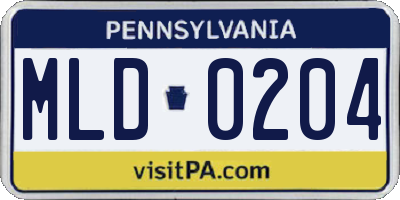 PA license plate MLD0204