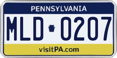 PA license plate MLD0207