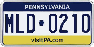 PA license plate MLD0210