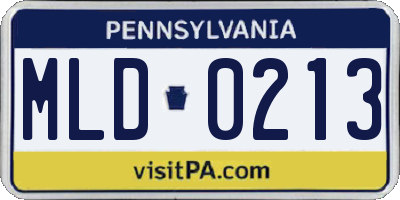 PA license plate MLD0213
