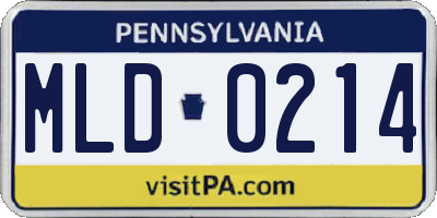 PA license plate MLD0214