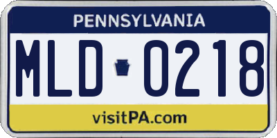PA license plate MLD0218