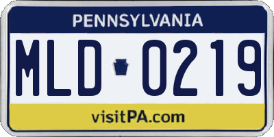 PA license plate MLD0219