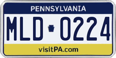 PA license plate MLD0224