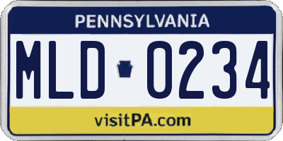 PA license plate MLD0234