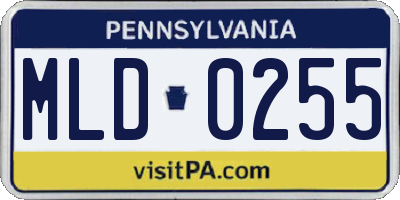 PA license plate MLD0255