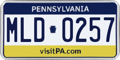 PA license plate MLD0257