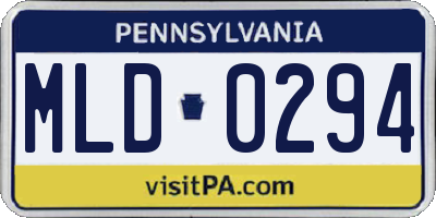 PA license plate MLD0294