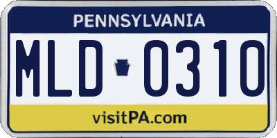 PA license plate MLD0310