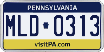 PA license plate MLD0313