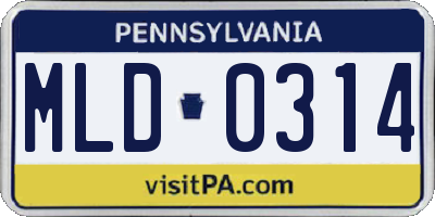 PA license plate MLD0314