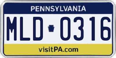 PA license plate MLD0316