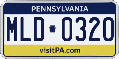 PA license plate MLD0320