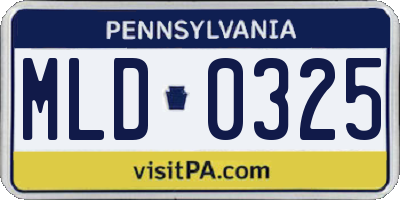 PA license plate MLD0325
