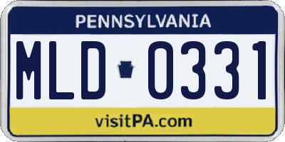 PA license plate MLD0331