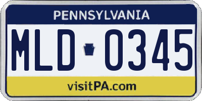 PA license plate MLD0345