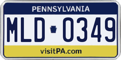 PA license plate MLD0349