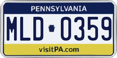 PA license plate MLD0359