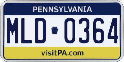 PA license plate MLD0364